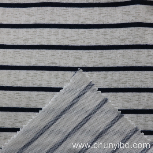 Printed Stretchy Fabric for Shirt or Garment Black White Stripes Pattern Loose Knitted Single Jersey Fabric